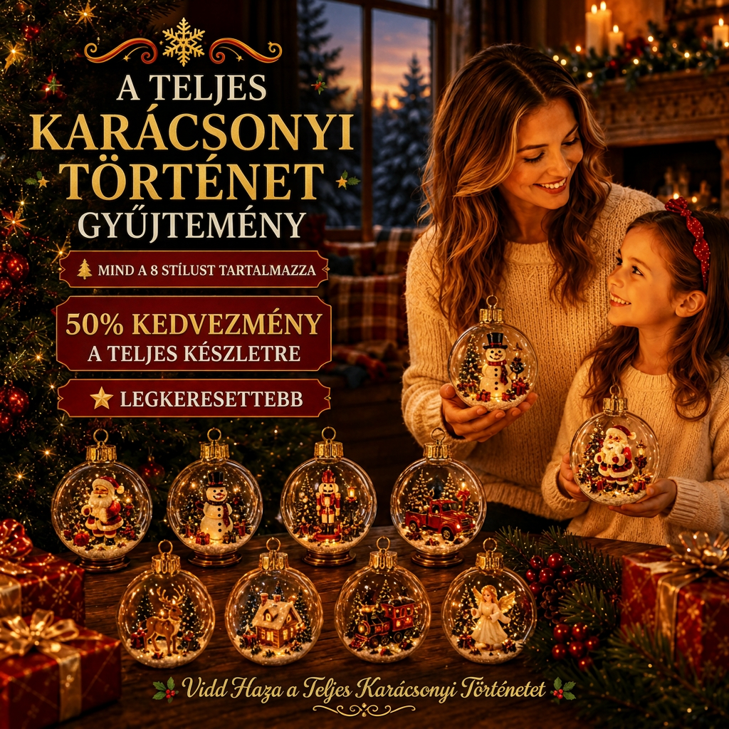 🎄 Ragyogó Karácsonyi Mesedísz🍇 – Világító Miniatűr Ünnepi Jelenet Meleg LED Fénnyel✨