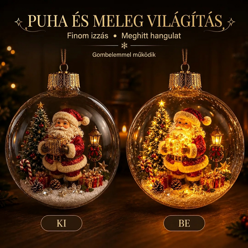 🎄 Ragyogó Karácsonyi Mesedísz🍈 – Világító Miniatűr Ünnepi Jelenet Meleg LED Fénnyel✨