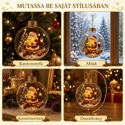 🎄 Ragyogó Karácsonyi Mesedísz🍇 – Világító Miniatűr Ünnepi Jelenet Meleg LED Fénnyel✨