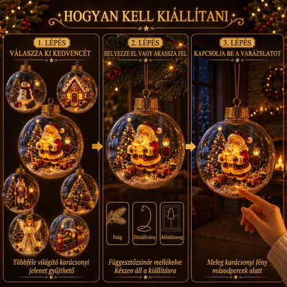 🎄 Ragyogó Karácsonyi Mesedísz🍈 – Világító Miniatűr Ünnepi Jelenet Meleg LED Fénnyel✨