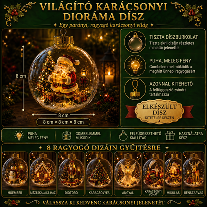 🎄 Ragyogó Karácsonyi Mesedísz🍈 – Világító Miniatűr Ünnepi Jelenet Meleg LED Fénnyel✨