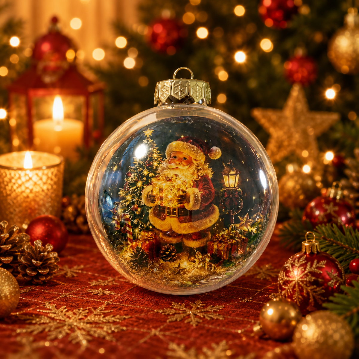 🎄 Ragyogó Karácsonyi Mesedísz🍈 – Világító Miniatűr Ünnepi Jelenet Meleg LED Fénnyel✨