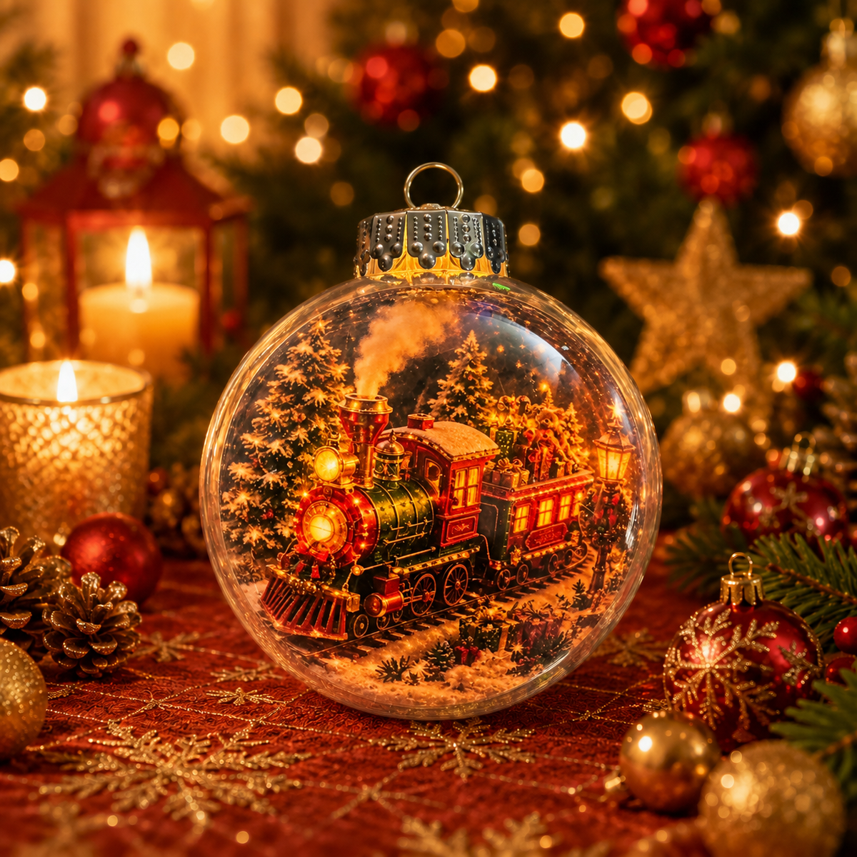🎄 Ragyogó Karácsonyi Mesedísz🍈 – Világító Miniatűr Ünnepi Jelenet Meleg LED Fénnyel✨