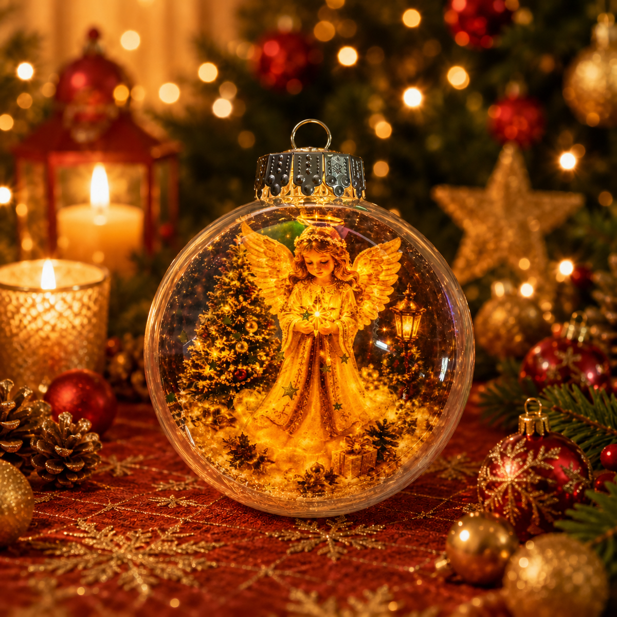 🎄 Ragyogó Karácsonyi Mesedísz🍈 – Világító Miniatűr Ünnepi Jelenet Meleg LED Fénnyel✨