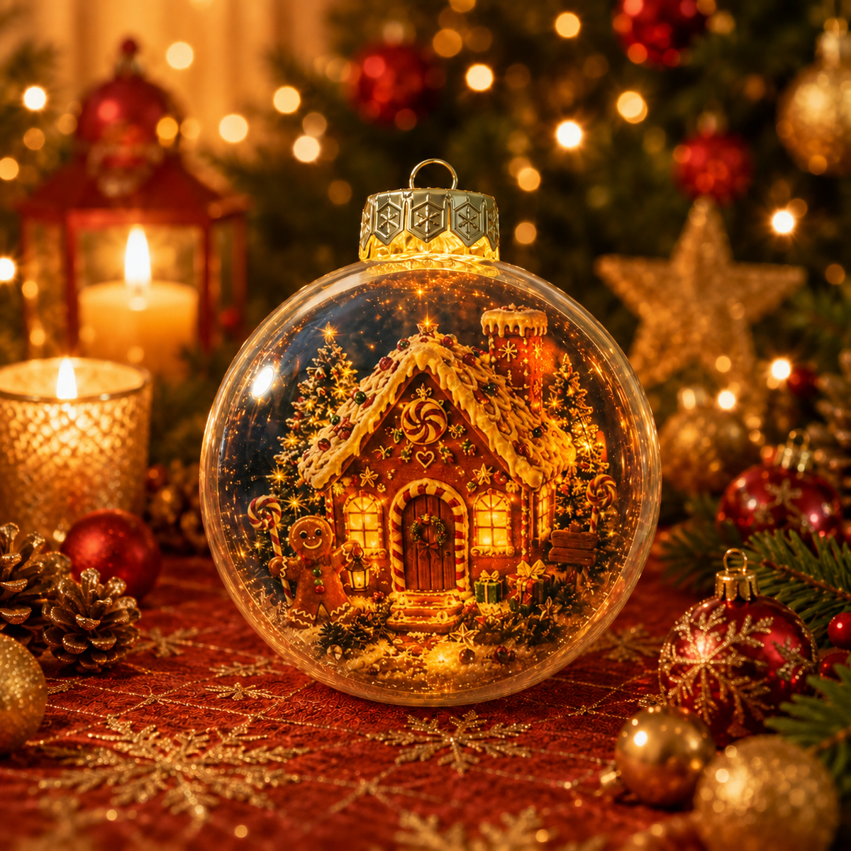 🎄 Ragyogó Karácsonyi Mesedísz🍇 – Világító Miniatűr Ünnepi Jelenet Meleg LED Fénnyel✨