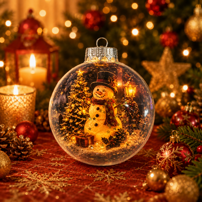 🎄 Ragyogó Karácsonyi Mesedísz🍇 – Világító Miniatűr Ünnepi Jelenet Meleg LED Fénnyel✨