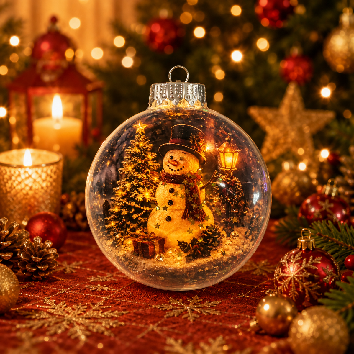 🎄 Ragyogó Karácsonyi Mesedísz🍈 – Világító Miniatűr Ünnepi Jelenet Meleg LED Fénnyel✨